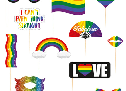 Regenbogen-Pride-Flaggen, verschiedene Designs mit Stock, LGBTQ+ Parade-Zubehör TK Gruppe® Grosshandel 