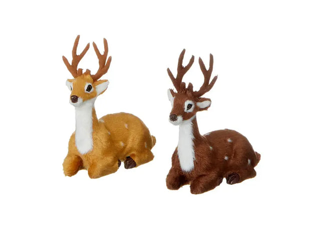 Reh, sitzend, 2er-Set, ca. 11cm – Dekorative Figuren | Charmante Wald-Themen-Deko TK Gruppe® Grosshandel 