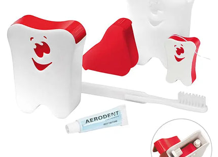 Reise-Zahnpflege-Set 'Gesicht' in Weiß-Rot – Kompakt & Komplett TK Gruppe® Grosshandel 