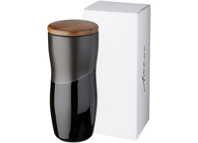 Reno 370 ml Doppelwandiger Keramikbecher – Eleganter schwarzer Becher für alle Getränke TK Gruppe® Grosshandel 