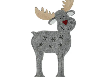 Rentier Comet Filz stehend auf Holzfuß, 42 cm – Festliche Rentierfigur | Stilvolle Weihnachtsdeko TK Gruppe® Grosshandel 