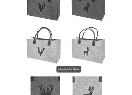 Rentier Filz-Tasche 4er Set ca. 46cm x 30cm - Weihnachtsgeschenkbeutel, Festliche Tragetasche TK Gruppe® Grosshandel 