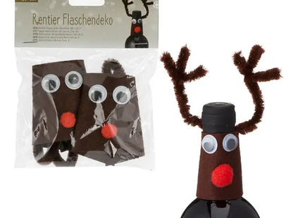 Rentier-Flaschendekoration, 2er-Set, Festliche Weinflaschen-Accessoires TK Gruppe® Grosshandel 