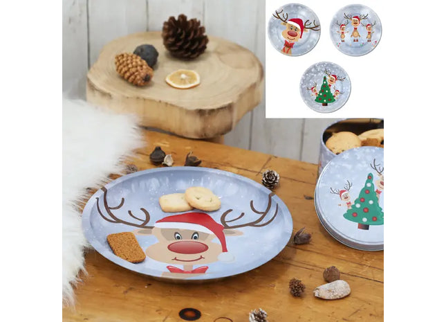 Rentier Ole Gebäckteller, 26 cm Durchmesser, 3er Set – Festliches Geschirr TK Gruppe® Grosshandel 