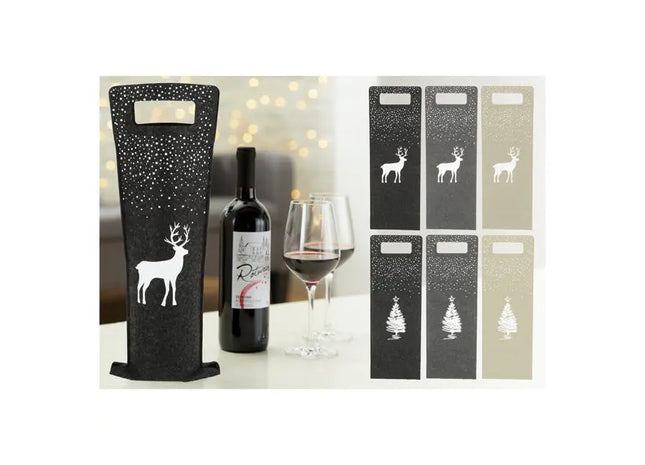 Rentier Weinflaschentaschen aus Filz - Set aus 6 Festlichen Trägern TK Gruppe® Grosshandel 