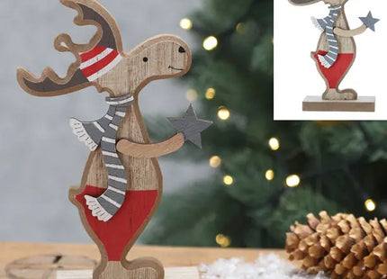 Rentier auf Fuß, ca. 15 cm hoch – Rustikale Weihnachtsdeko | Holz-Festtagsdeko TK Gruppe® Grosshandel 