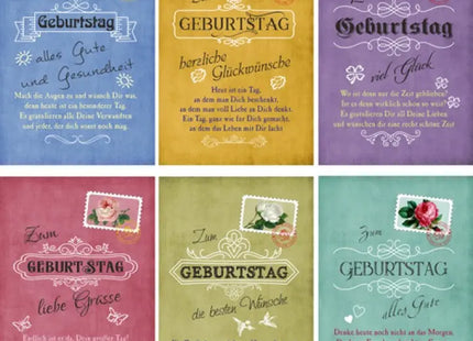 Retro Geburtstagskarte 17x11,5 cm mit klassischem Blumenmotiv TK Gruppe® Grosshandel 