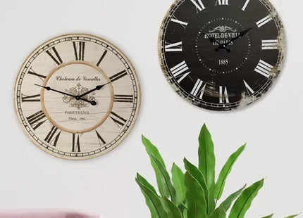 Retro Wanduhr aus Holz, rundes Zifferblatt, Durchmesser 45 cm - Zeitloses Design TK Gruppe® Grosshandel 