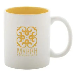 Revery Keramiktasse für farbige Gravur, 350 ml - Weiß-Gelb, Hochwertiger Becher, Personalisierbar TK Gruppe® Grosshandel 
