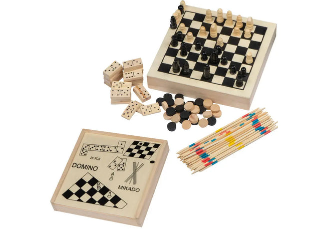 Riga Holzspielesammlung in Beige - Vielseitige Spieleset für die ganze Familie TK Gruppe® Grosshandel 