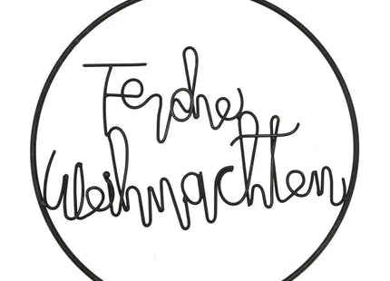 Ring zum Hängen 'Frohe Weihnachten', schwarz, 25 cm Durchmesser – Moderner Türkranz, festlich TK Gruppe® Grosshandel 