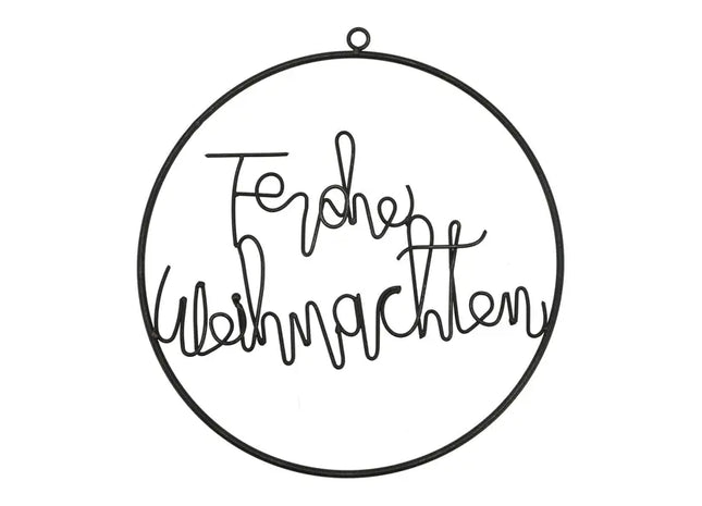Ring zum Hängen 'Frohe Weihnachten', schwarz, 25 cm Durchmesser – Moderner Türkranz, festlich TK Gruppe® Grosshandel 