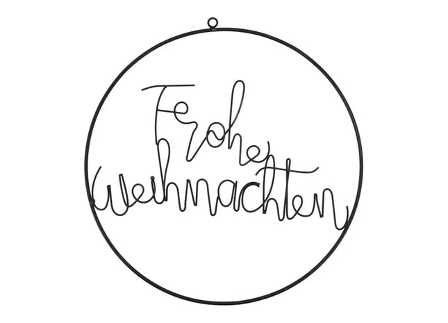 Ring zum Hängen 'Frohe Weihnachten', schwarz, 35 cm Durchmesser – Festlicher Türkranz, modern TK Gruppe® Grosshandel 