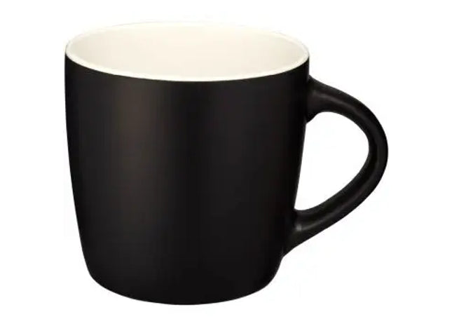 Riviera 340 ml Keramikbecher - Schwarz-Weiß, Hochwertige Tasse, Spülmaschinenfest, Stilvoll & Robust TK Gruppe® Grosshandel 