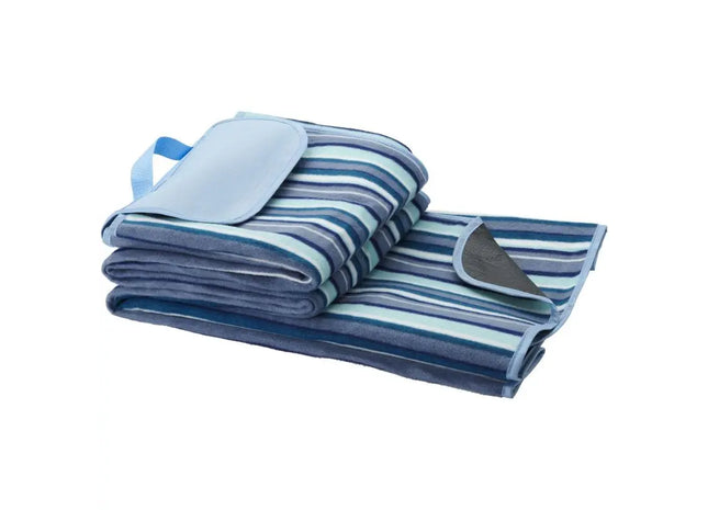Riviera Outdoor-Picknickdecke in Weiß-Blau – Wasserabweisend & Stilvoll TK Gruppe® Grosshandel 