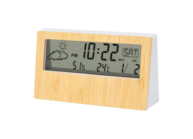 Roamer Wetterstation - Natürliches Holz Thermometer, Hygrometer und Uhr für Innen TK Gruppe® Grosshandel 