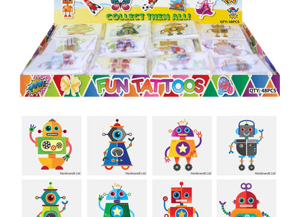 Roboter-Temporäre Tattoos für Kinder, 4 cm, 12 verschiedene Designs TK Gruppe® Grosshandel 