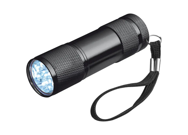 Robuste Aluminium LED-Taschenlampe mit 9 LEDs, Batterien inklusive – Schwarz TK Gruppe® Grosshandel 