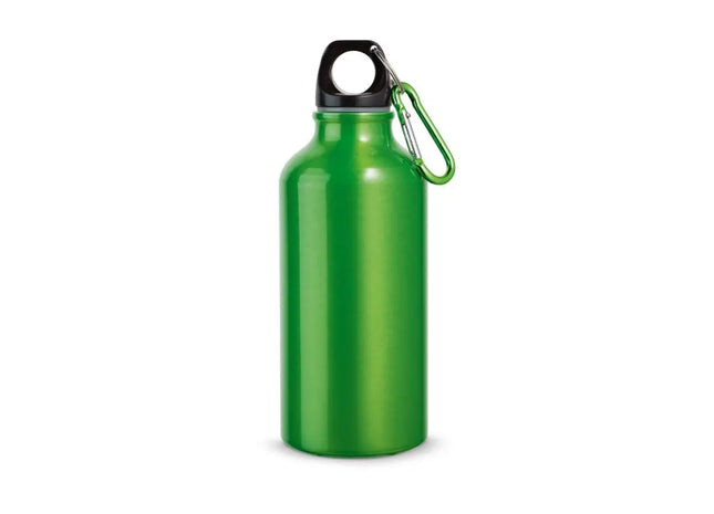 Robuste Aluminium-Trinkflasche 400ml mit praktischem Karabiner in Hellgrün TK Gruppe® Grosshandel 