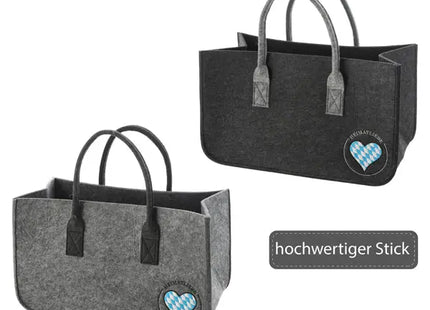Robuste Filztasche für Kaminholz - Heimatliebe Design | 2er Set | Umweltfreundlich & Stabil TK Gruppe® Grosshandel 