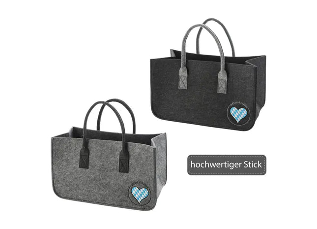 Robuste Filztasche für Kaminholz - Heimatliebe Design | 2er Set | Umweltfreundlich & Stabil TK Gruppe® Grosshandel 