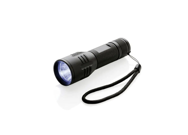 Robuste Schwarze LED Taschenlampe, 3W Hochleistungs-Cree Licht, Wasserdicht TK Gruppe® Grosshandel 