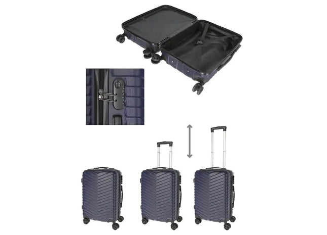 Robuster ABS Handgepäck-Koffer, Marineblau, Bordgepäcktauglich TK Gruppe® Grosshandel 