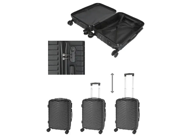 Robuster ABS Handgepäck-Koffer, Schwarz, Ideal für Vielreisende TK Gruppe® Grosshandel 