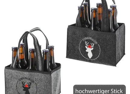 Robuster Filz Flaschenträger - Schwarzwaldliebe Design | 2er Set | Für 6 Bierflaschen TK Gruppe® Grosshandel 