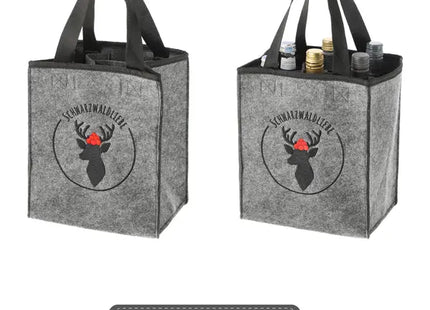 Robuster Filz Flaschenträger - Schwarzwaldliebe Design | Für 6 Wasserflaschen | Umweltfreundlich TK Gruppe® Grosshandel 