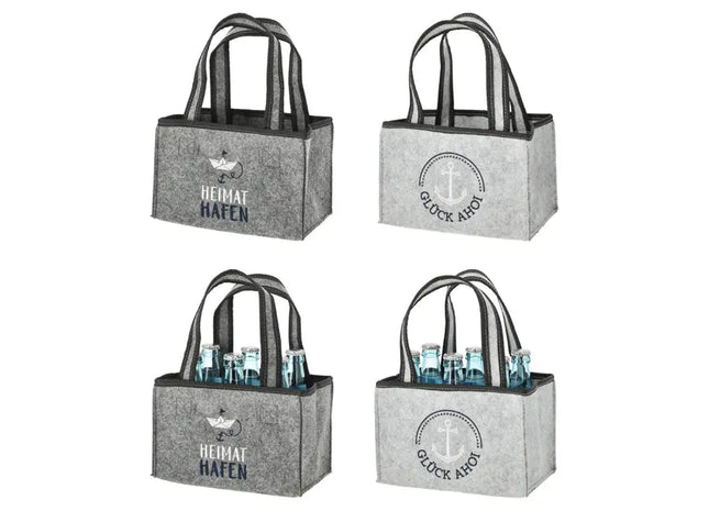 Robuster Flaschenträger aus Filz AHOI 2er-Set – Stilvoller Getränketräger für einfachen Transport TK Gruppe® Grosshandel 