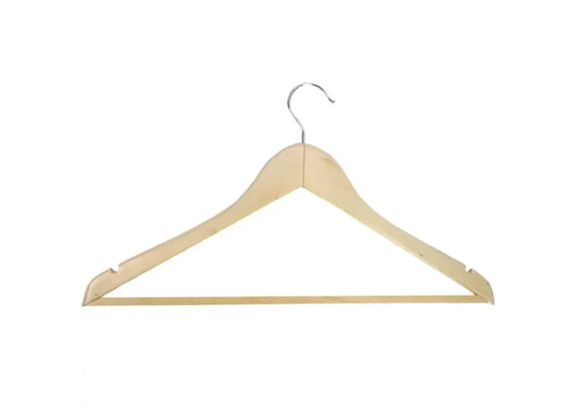 Robuster Holzkleiderbügel mit Kerbe & Stange, 44x23cm - Ideal für Garderobe TK Gruppe® Grosshandel 