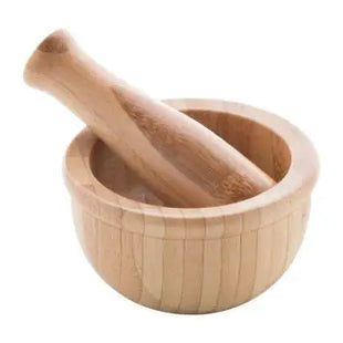 Robuster Sasa Mörser - Natur, Traditioneller Mörser und Stößel aus Holz TK Gruppe® Grosshandel 