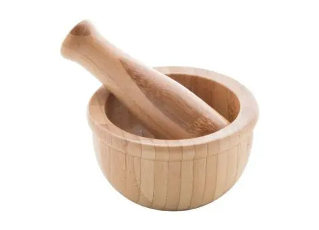 Robuster Sasa Mörser - Natur, Traditioneller Mörser und Stößel aus Holz TK Gruppe® Grosshandel 