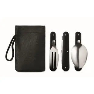 Robustes 3-teiliges Campingbesteck SERVICE in Schwarz – Für Abenteurer TK Gruppe® Grosshandel 