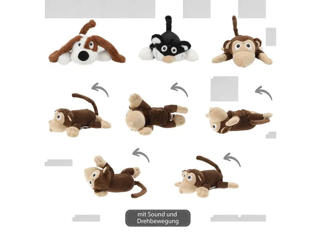 Rollendes, lachendes Tier - 3er-Set, ca. 25x20cm, Lustige, interaktive Tier-Spielzeuge TK Gruppe® Grosshandel 