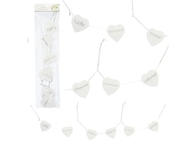 Romantische Girlande 'Liebe' mit Herzklammern, 100 cm - Dekoratives Banner TK Gruppe® Grosshandel 