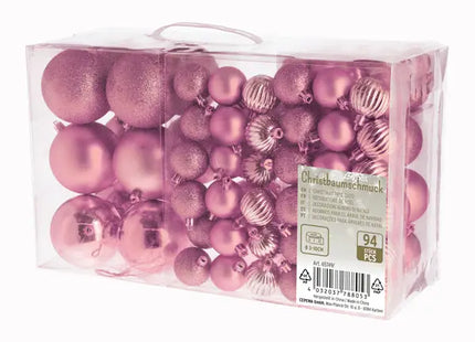 Rosa Christbaumkugel-Mix - 94er Set für festliche Dekoration TK Gruppe® Grosshandel 