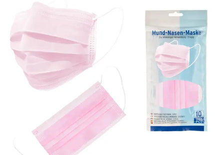 Rosa Gesichtsmasken für Mund und Nase, 10er-Pack, Bequeme Passform TK Gruppe® Grosshandel 