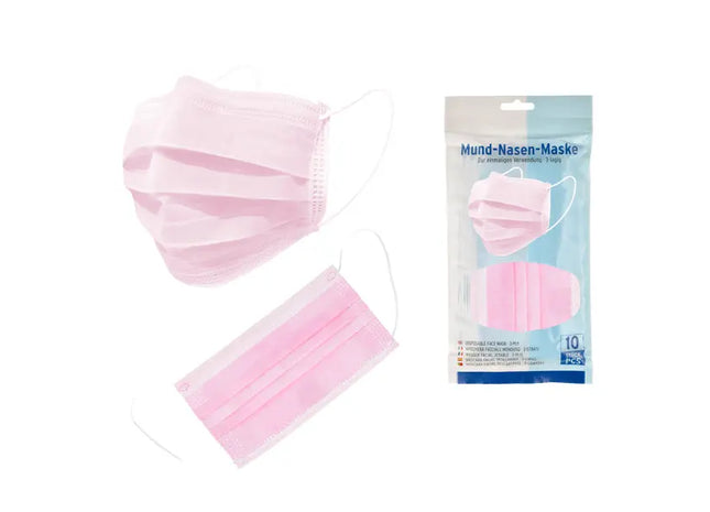 Rosa Gesichtsmasken für Mund und Nase, 10er-Pack, Bequeme Passform TK Gruppe® Grosshandel 