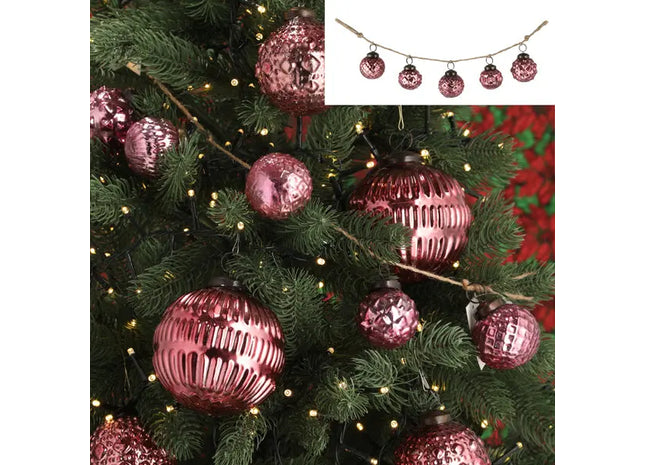 Rosa Girlande mit Christbaumkugeln – Deko Ornament 50cm TK Gruppe® Grosshandel 