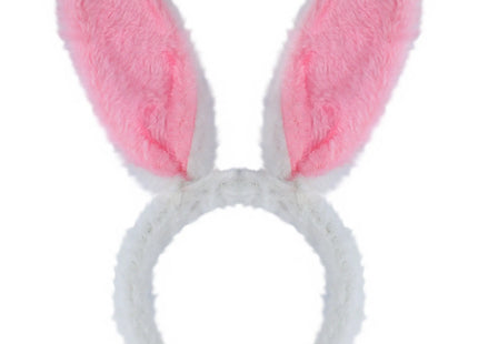 Rosa Plüsch-Kaninchenohren Haarreif, Flauschiger Bunny Ohren Stirnband, 29 x 23 cm - Kostümzubehör TK Gruppe® Grosshandel 