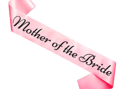 Rosa Schärpe für die Brautmutter mit schwarzem Text – Hochzeitsaccessoire TK Gruppe® Grosshandel 