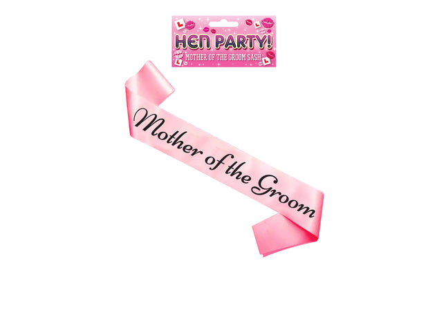 Rosa Schärpe für die Mutter des Bräutigams mit schwarzem Text – Hochzeitsaccessoire TK Gruppe® Grosshandel 