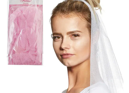 Brautschleier Weiß/Rosa, ca. 80cm – Elegantes Hochzeitsaccessoire TK Gruppe® Grosshandel 