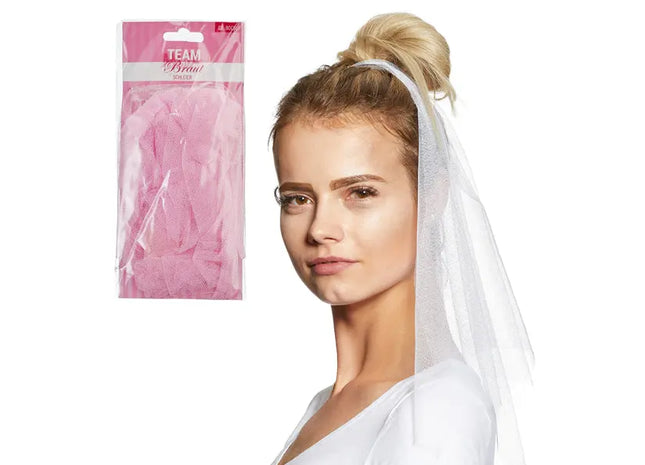 Brautschleier Weiß/Rosa, ca. 80cm – Elegantes Hochzeitsaccessoire TK Gruppe® Grosshandel 
