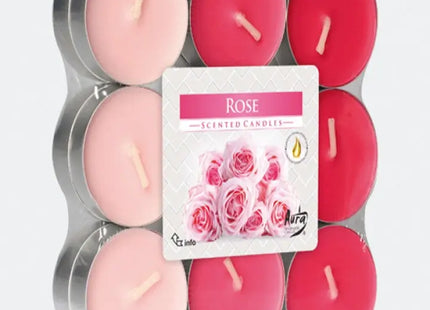 Rosen-Duft-Teelichter, 18er-Pack in praktischer Blockverpackung – Ideal für romantische Atmosphäre TK Gruppe® Grosshandel 