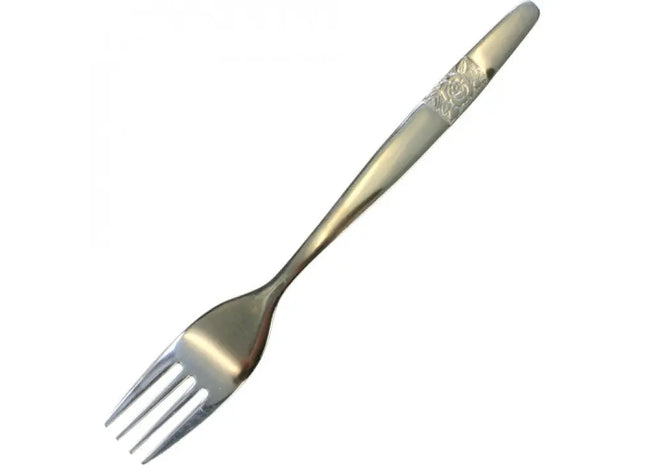 Rostfreie Metallgabel mit Rosenmotiv, 19cm – Beständige B-Serien Besteck TK Gruppe® Grosshandel 