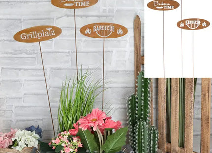 Rostiger Gartenstecker Grillset, 3 Stück, Höhe ca. 66cm TK Gruppe® Grosshandel 