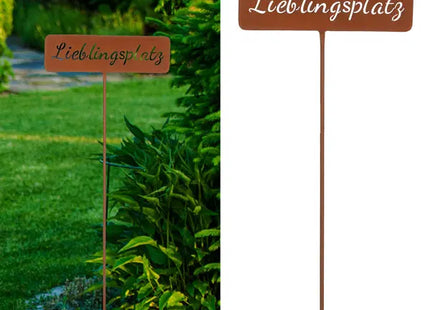 Rostiger Gartenstecker 'Lieblingsplatz', 110 cm – Charmante Gartendeko TK Gruppe® Grosshandel 